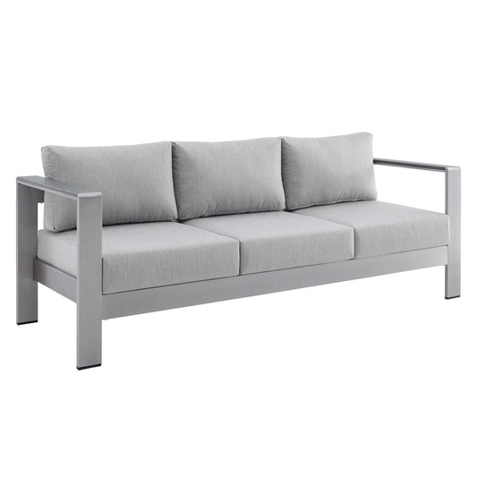 Shore Sunbrella® Fabric Aluminum Outdoor Patio Sofa Silver Gray EEI-4228-SLV-GRY