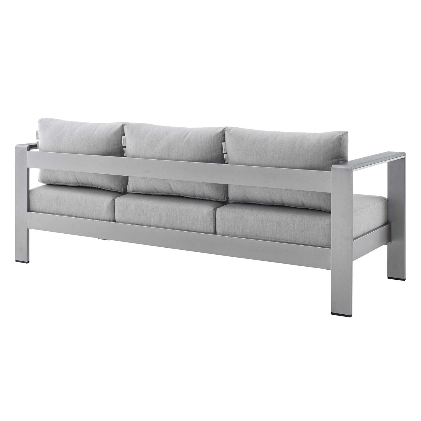 Shore Sunbrella® Fabric Aluminum Outdoor Patio Sofa Silver Gray EEI-4228-SLV-GRY