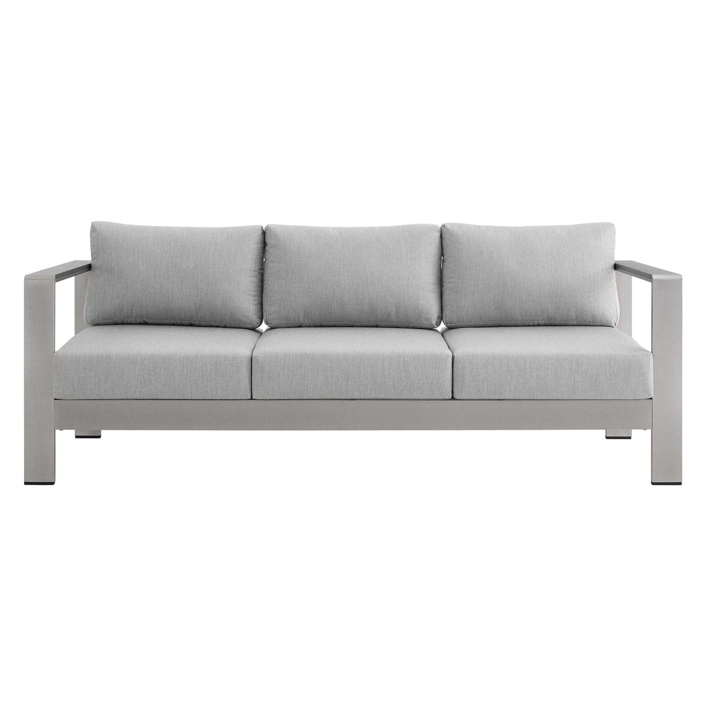 Shore Sunbrella® Fabric Aluminum Outdoor Patio Sofa Silver Gray EEI-4228-SLV-GRY