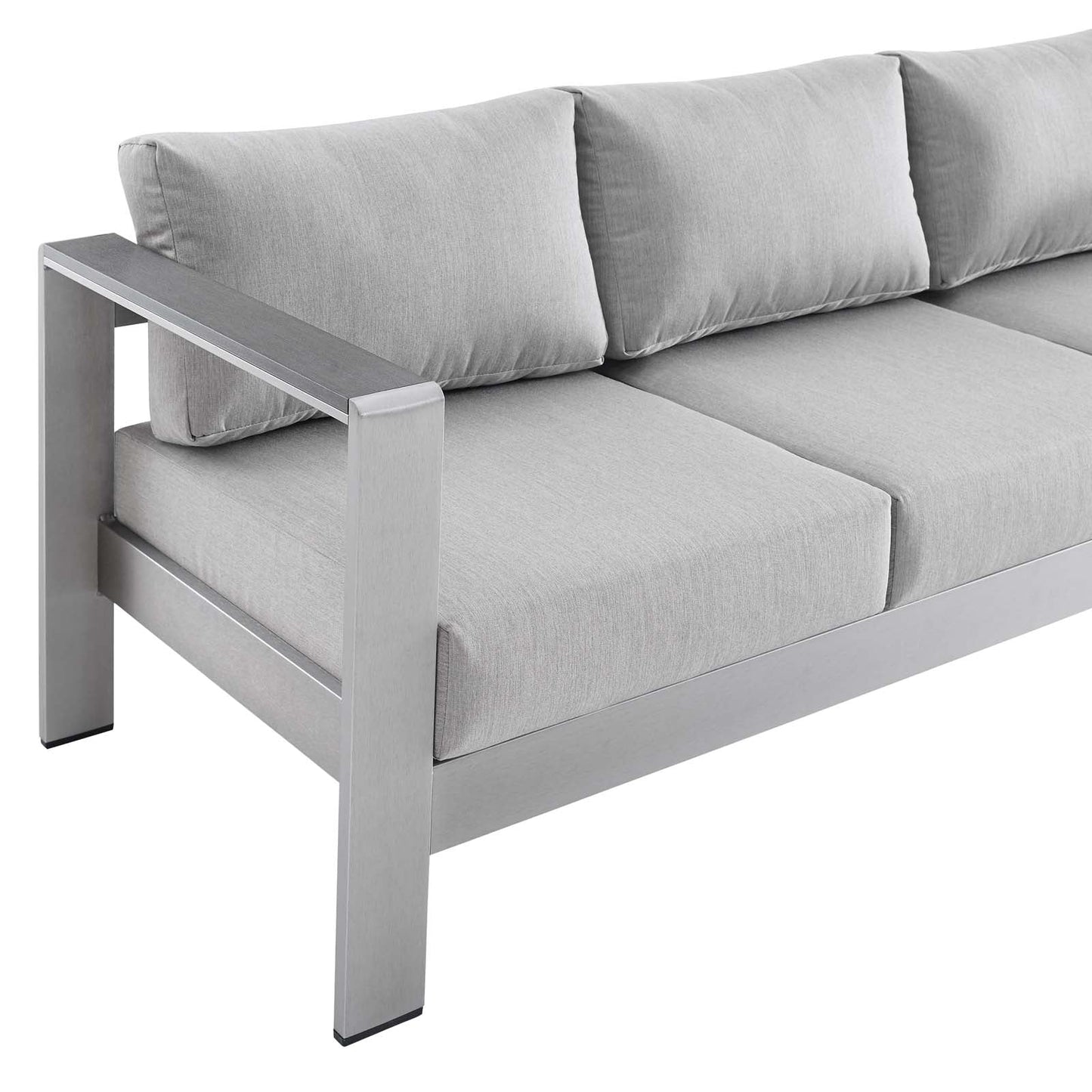 Shore Sunbrella® Fabric Aluminum Outdoor Patio Sofa Silver Gray EEI-4228-SLV-GRY