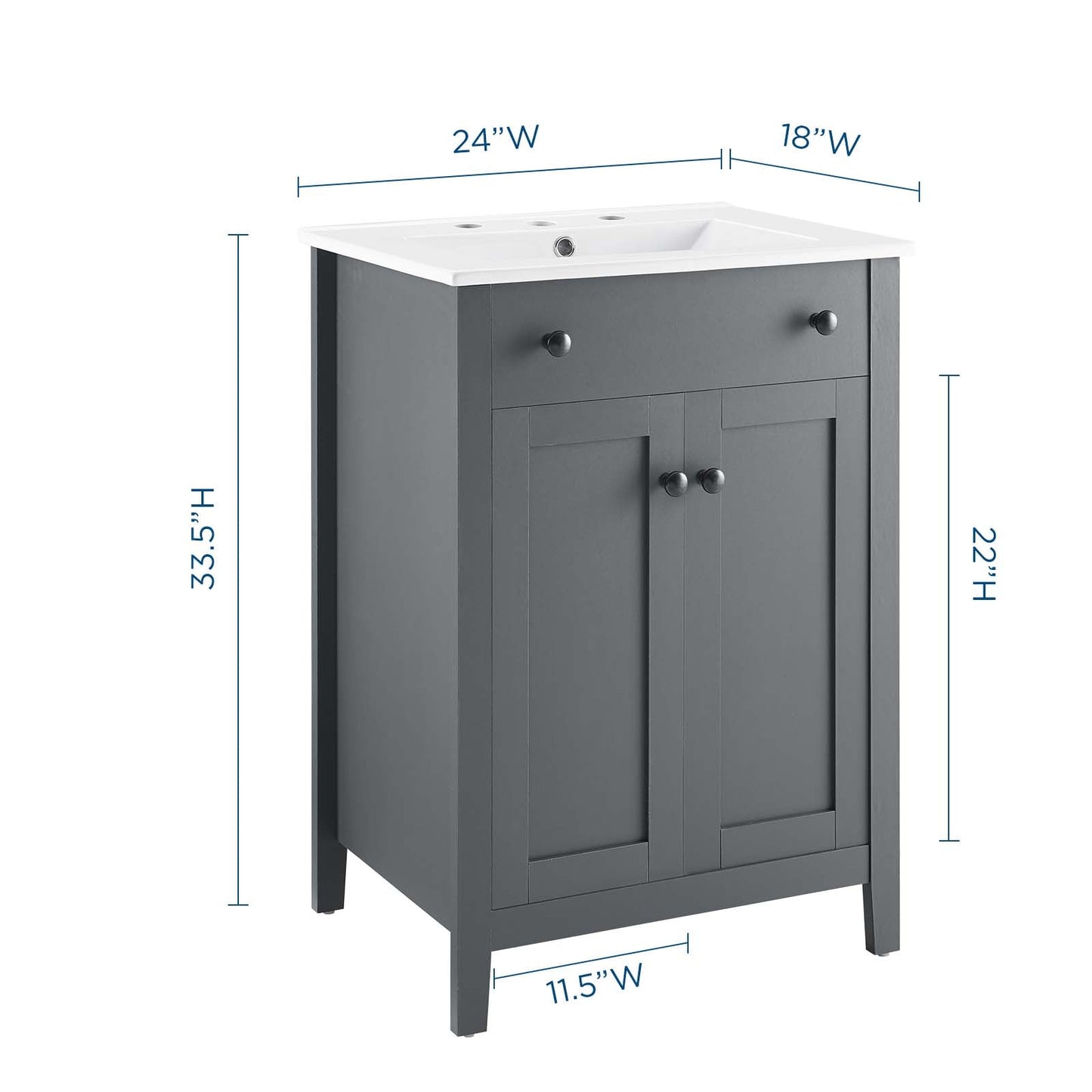 Nantucket 24" Bathroom Vanity Gray White EEI-4250-GRY-WHI