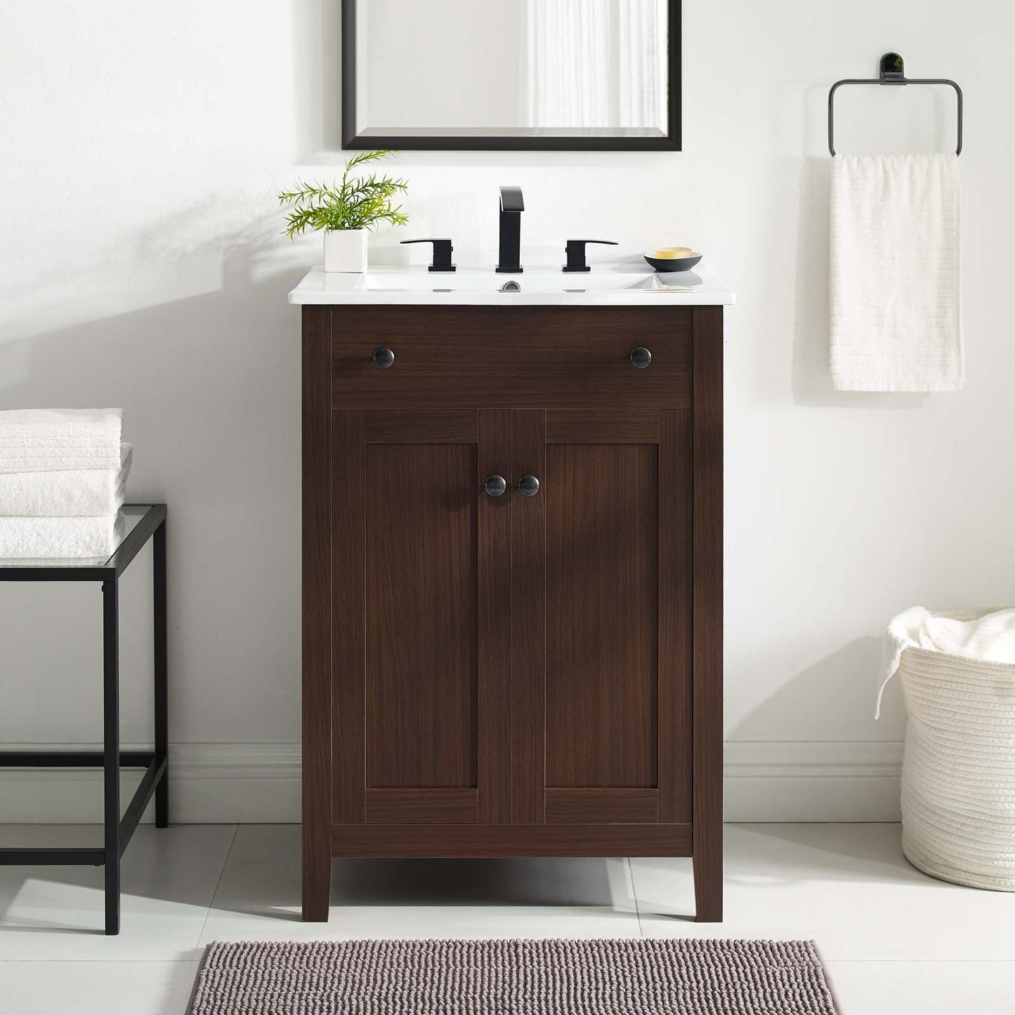 Nantucket 24" Bathroom Vanity Walnut White EEI-4252-WAL-WHI