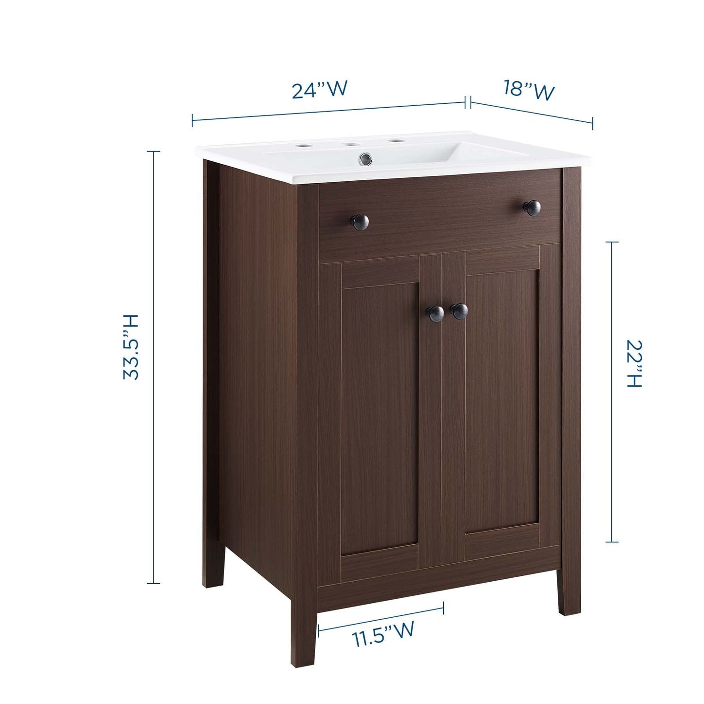 Nantucket 24" Bathroom Vanity Walnut White EEI-4252-WAL-WHI