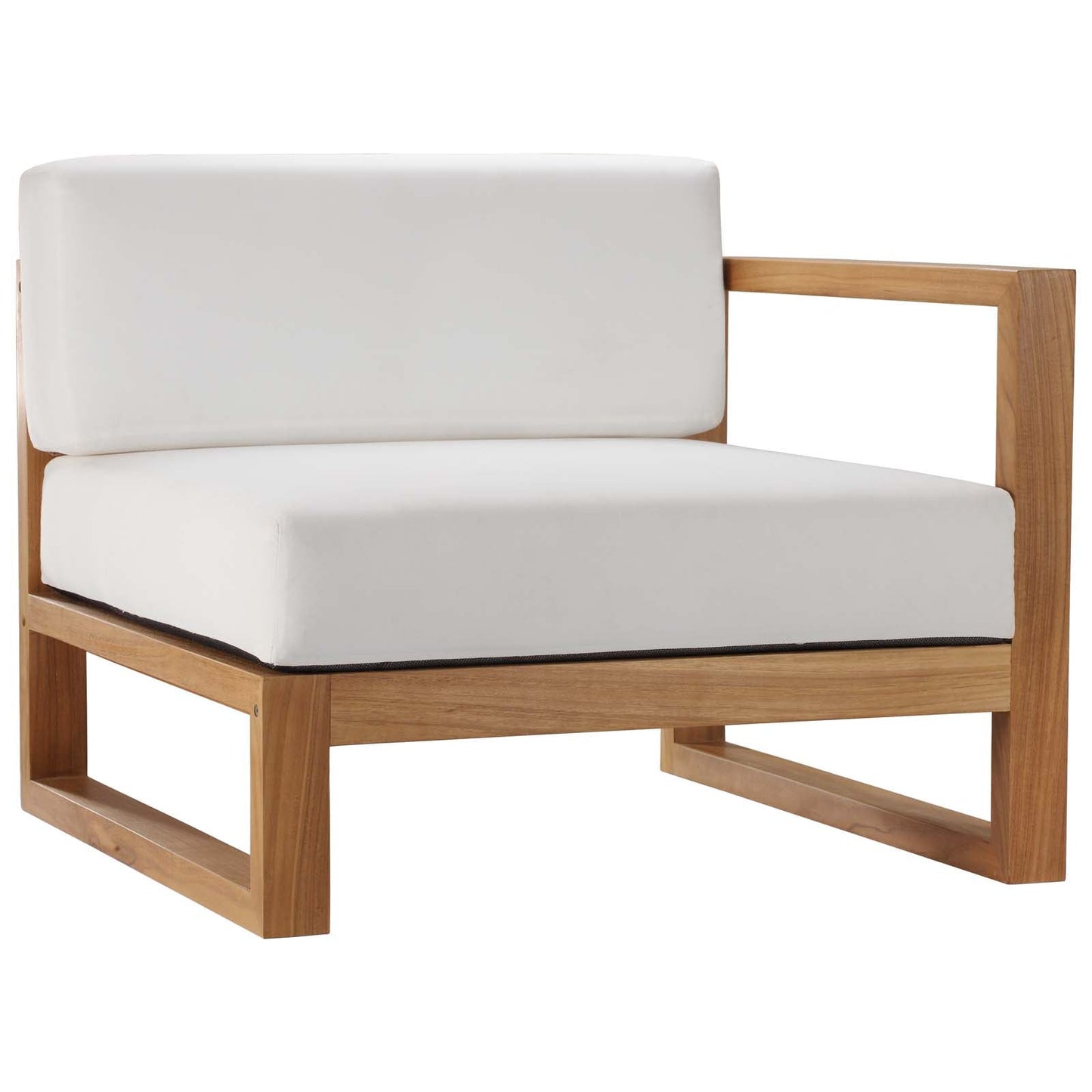 Upland Outdoor Patio Teak Wood 4-Piece Sectional Sofa Set Natural White EEI-4253-NAT-WHI-SET