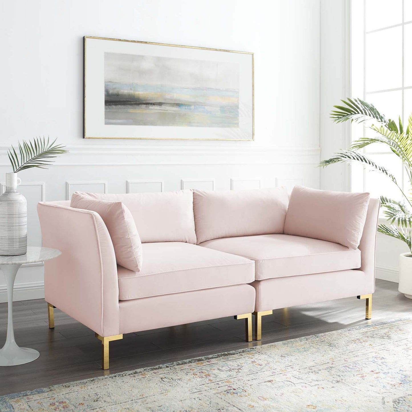 Ardent Performance Velvet Loveseat Pink EEI-4268-PNK