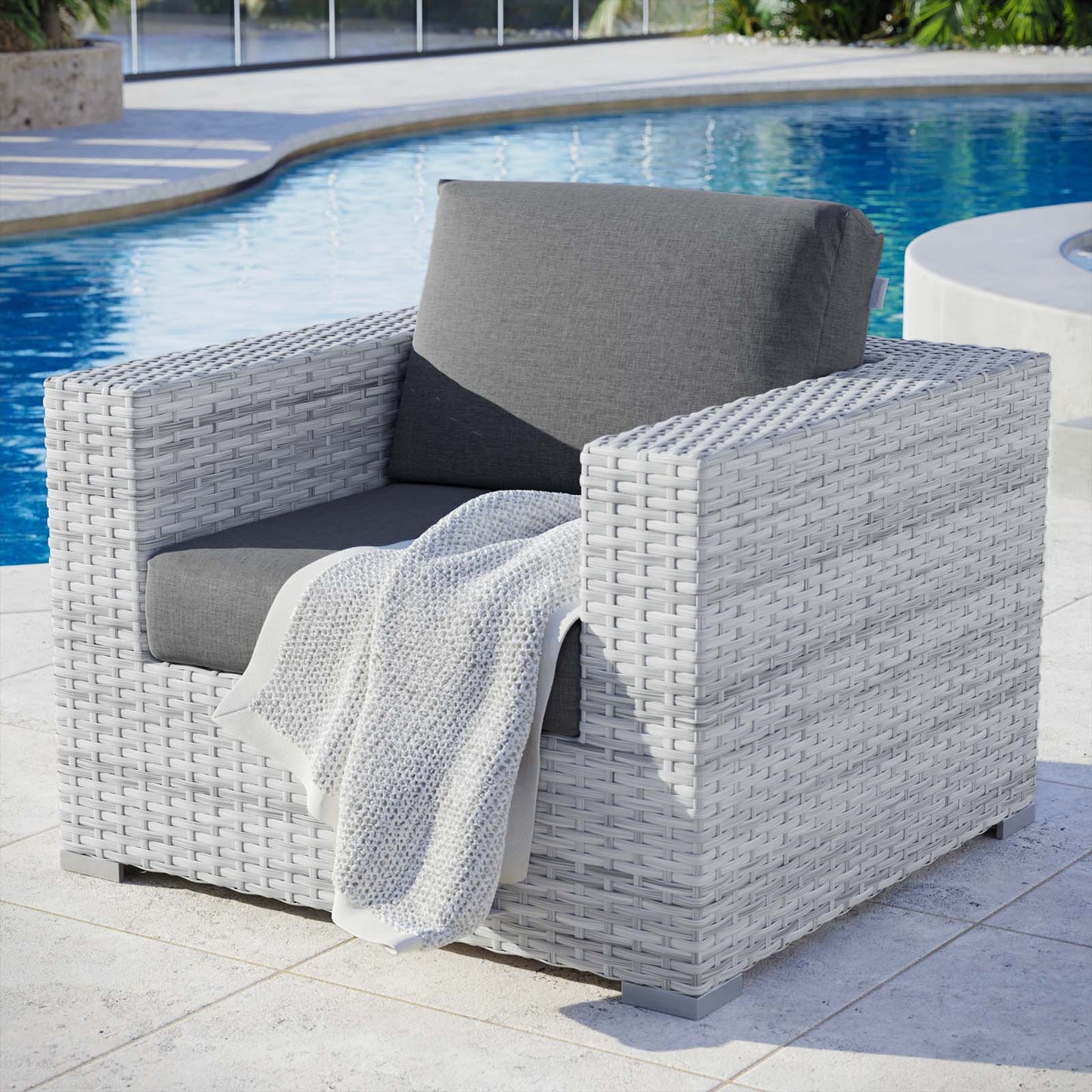 Convene Outdoor Patio Armchair Light Gray Charcoal EEI-4297-LGR-CHA