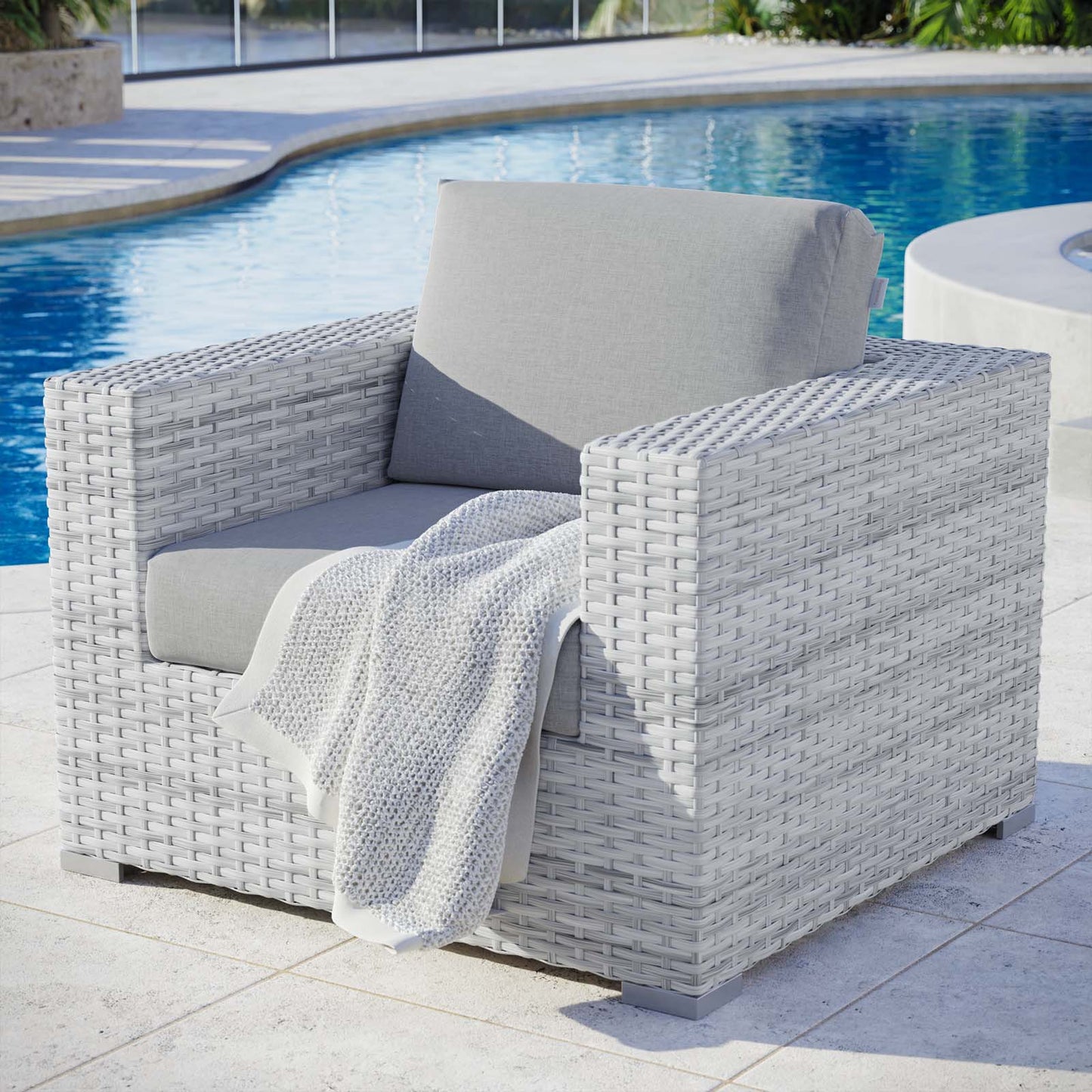 Convene Outdoor Patio Armchair Light Gray Gray EEI-4297-LGR-GRY