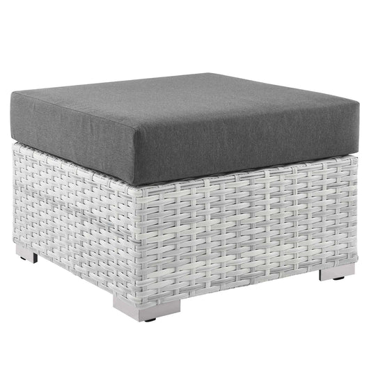 Convene Outdoor Patio Ottoman Light Gray Charcoal EEI-4301-LGR-CHA