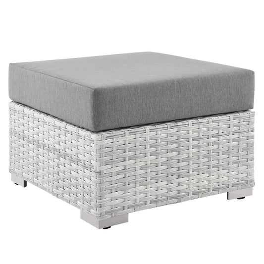 Convene Outdoor Patio Ottoman Light Gray Gray EEI-4301-LGR-GRY