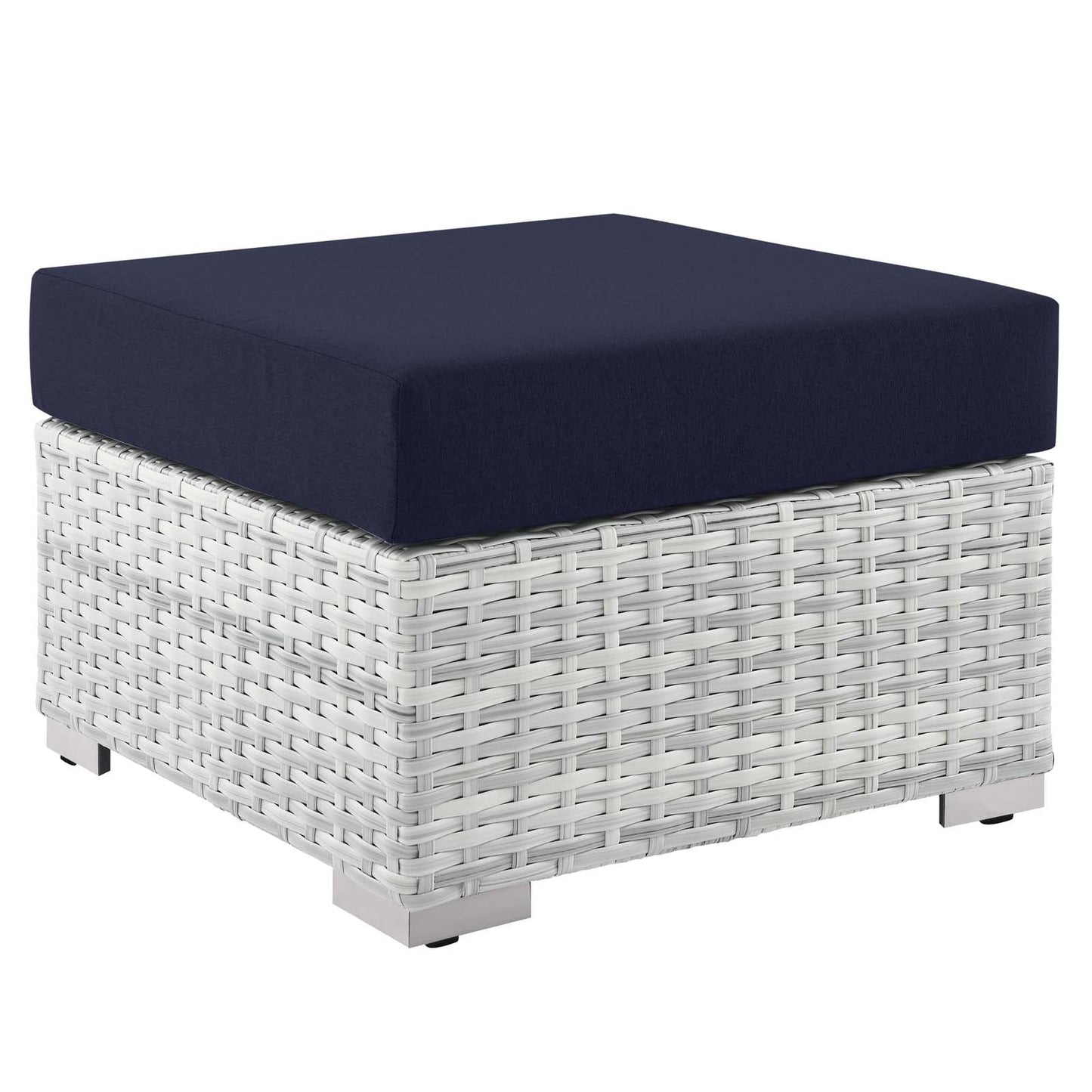 Convene Outdoor Patio Ottoman Light Gray Navy EEI-4301-LGR-NAV