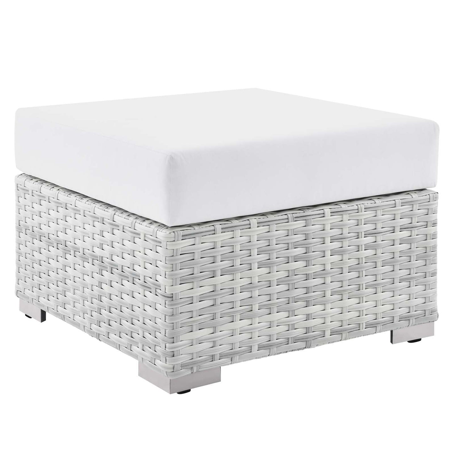 Convene Outdoor Patio Ottoman Light Gray White EEI-4301-LGR-WHI