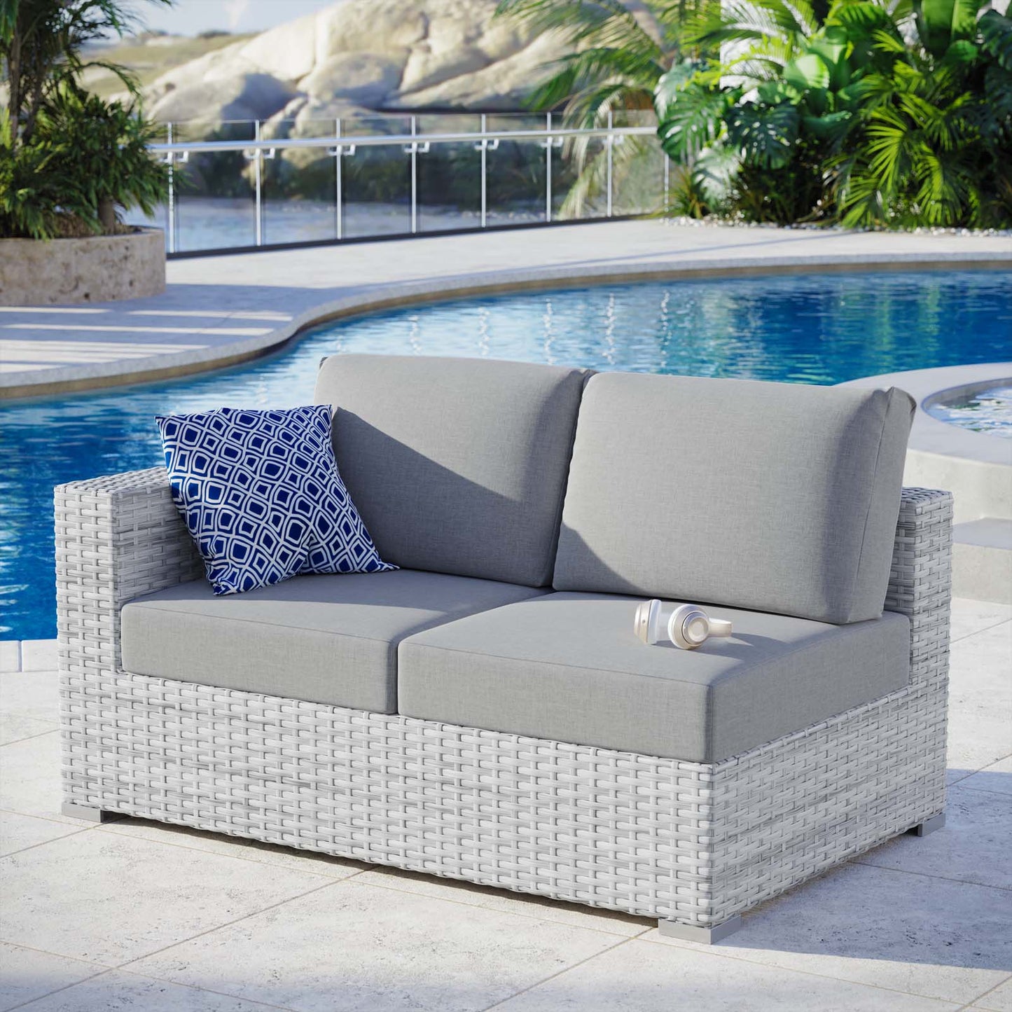 Convene Outdoor Patio Left-Arm Loveseat Light Gray Gray EEI-4303-LGR-GRY