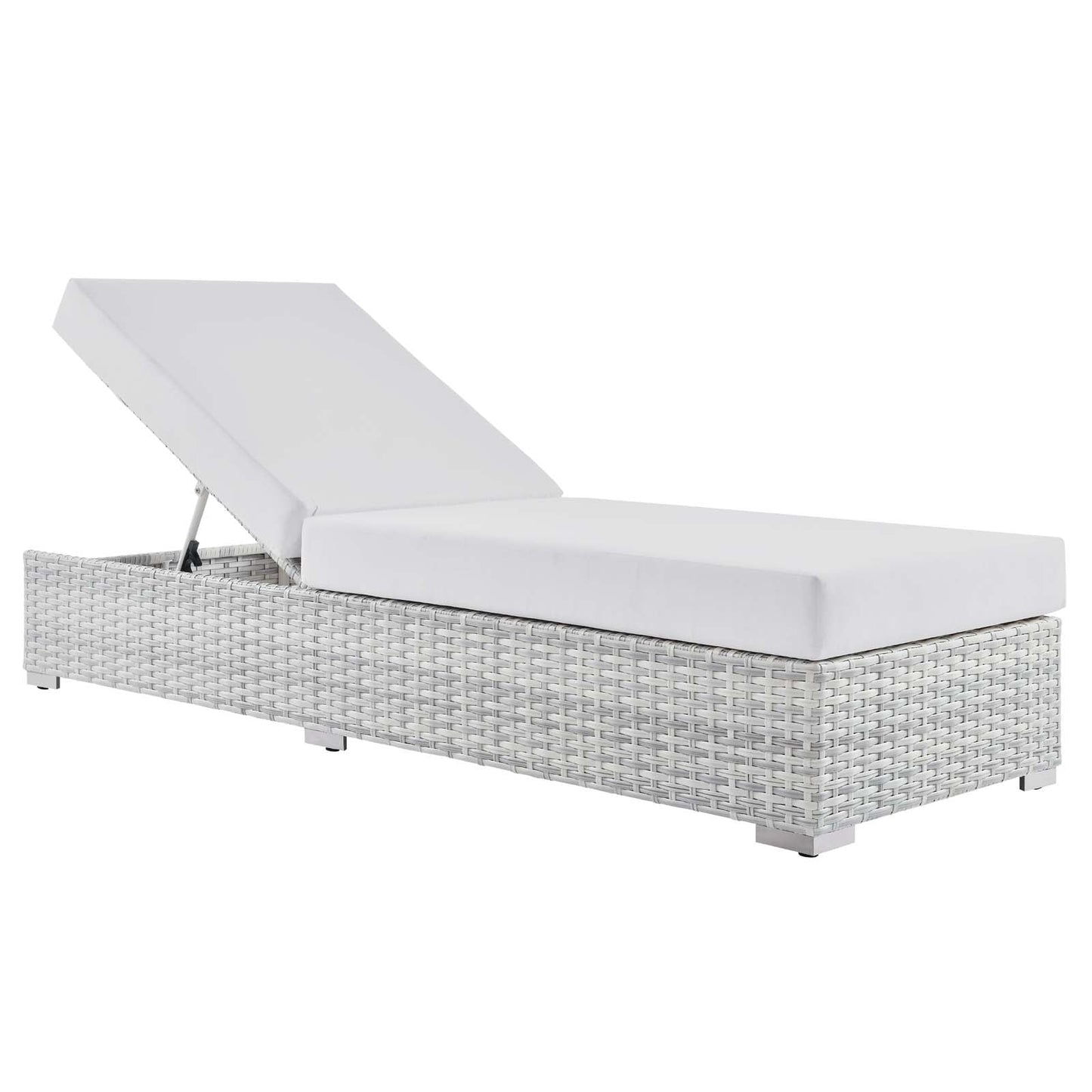 Convene Outdoor Patio Chaise Light Gray White EEI-4307-LGR-WHI