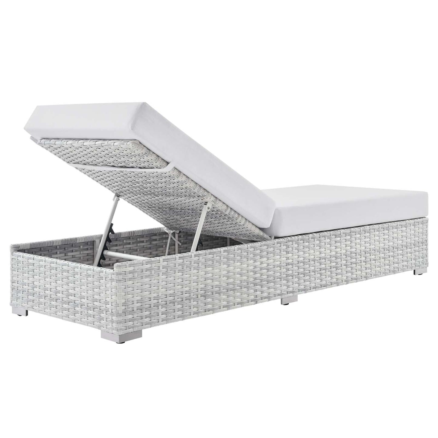 Convene Outdoor Patio Chaise Light Gray White EEI-4307-LGR-WHI