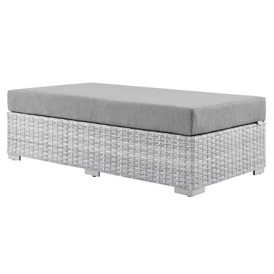 Convene Outdoor Patio Rectangular Ottoman Light Gray Gray EEI-4308-LGR-GRY