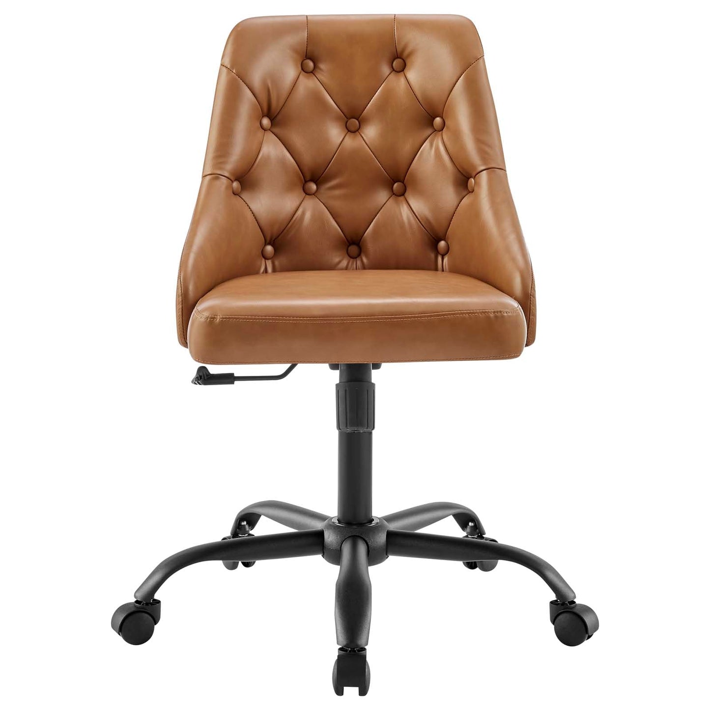 Distinct Tufted Swivel Vegan Leather Office Chair Black Tan EEI-4370-BLK-TAN