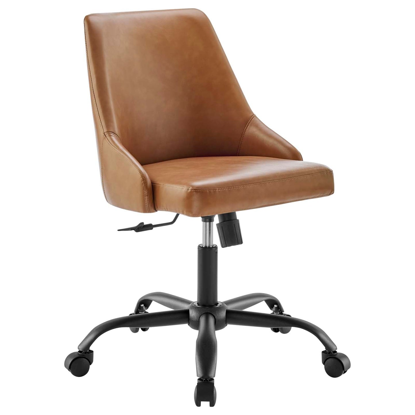 Designate Swivel Vegan Leather Office Chair Black Tan EEI-4372-BLK-TAN