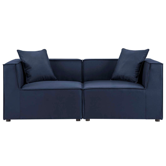 Saybrook Outdoor Patio Upholstered 2-Piece Sectional Sofa Loveseat Navy EEI-4377-NAV