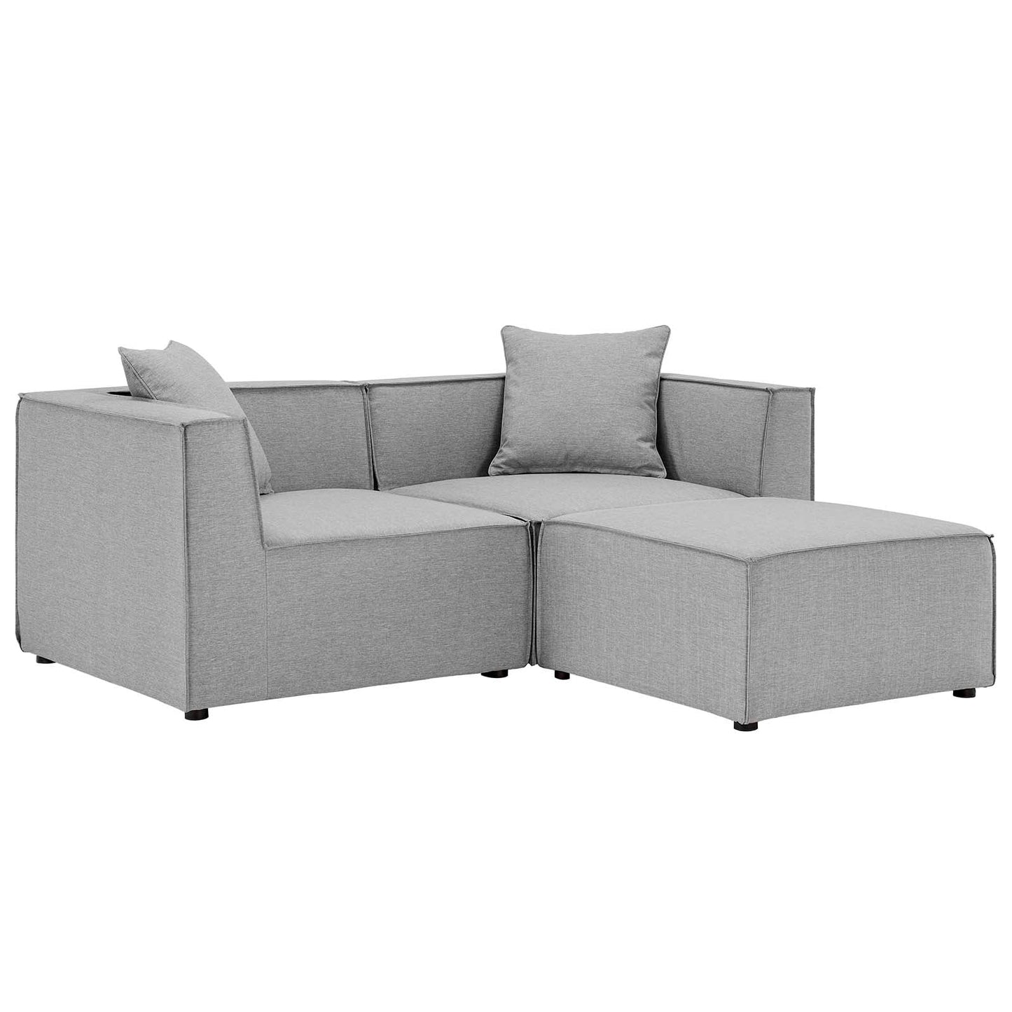 Saybrook Outdoor Patio Upholstered Loveseat and Ottoman Set Gray EEI-4378-GRY