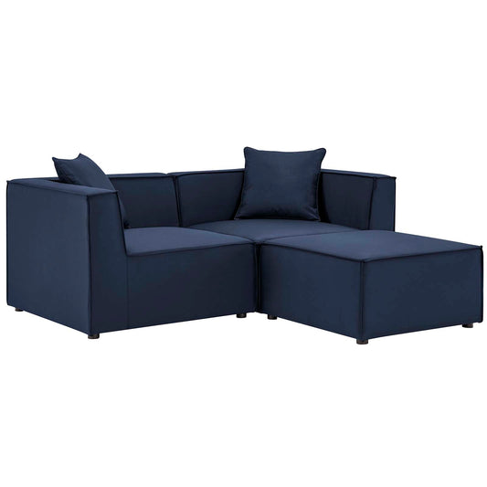 Saybrook Outdoor Patio Upholstered Loveseat and Ottoman Set Navy EEI-4378-NAV