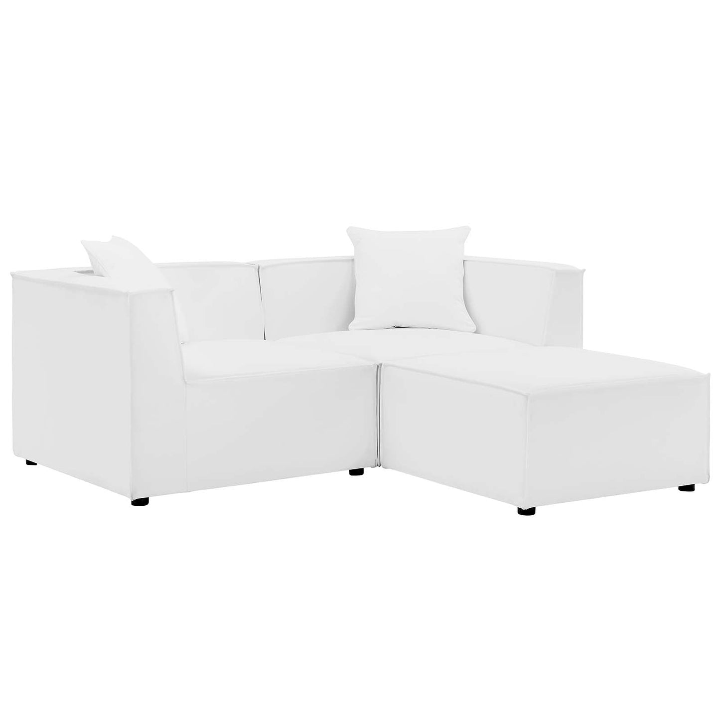 Saybrook Outdoor Patio Upholstered Loveseat and Ottoman Set White EEI-4378-WHI