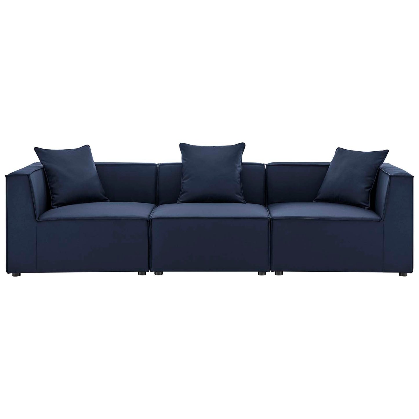 Saybrook Outdoor Patio Upholstered 3-Piece Sectional Sofa Navy EEI-4379-NAV