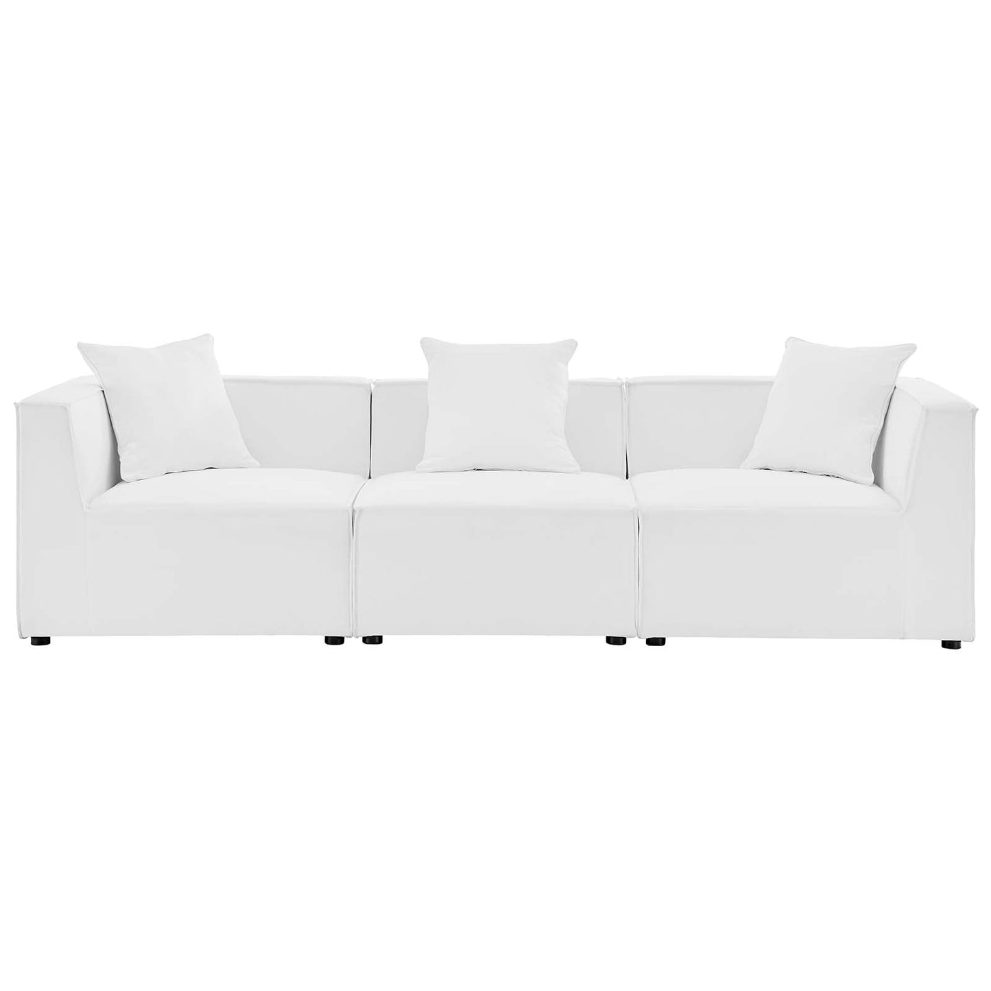 Saybrook Outdoor Patio Upholstered 3-Piece Sectional Sofa White EEI-4379-WHI