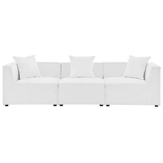 Saybrook Outdoor Patio Upholstered 3-Piece Sectional Sofa White EEI-4379-WHI