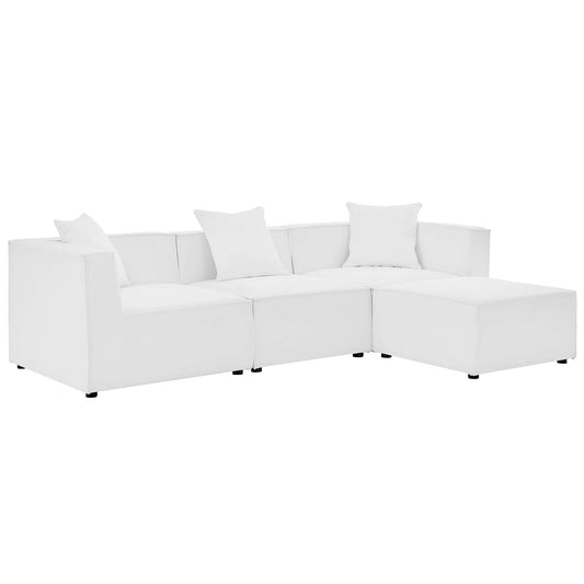 Saybrook Outdoor Patio Upholstered 4-Piece Sectional Sofa White EEI-4380-WHI