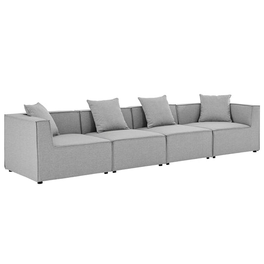 Saybrook Outdoor Patio Upholstered 4-Piece Sectional Sofa Gray EEI-4381-GRY