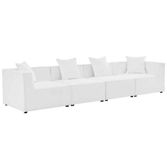 Saybrook Outdoor Patio Upholstered 4-Piece Sectional Sofa White EEI-4381-WHI