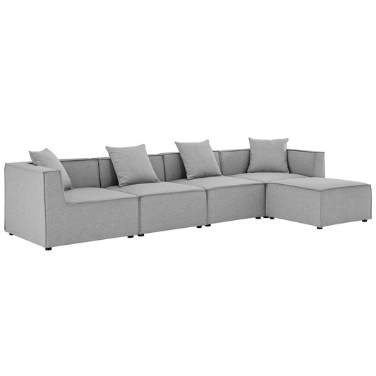 Saybrook Outdoor Patio Upholstered 5-Piece Sectional Sofa Gray EEI-4382-GRY