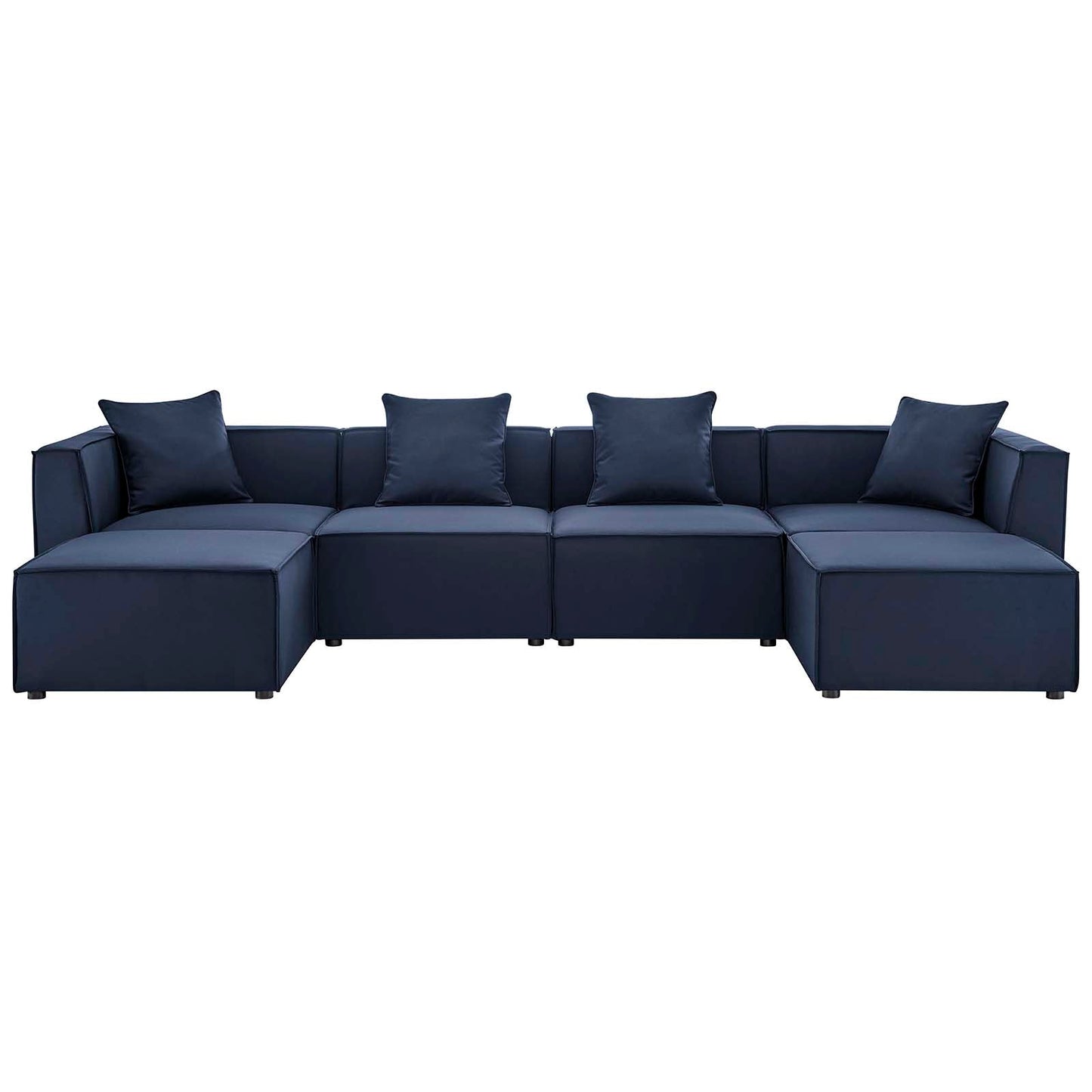 Saybrook Outdoor Patio Upholstered 6-Piece Sectional Sofa Navy EEI-4383-NAV