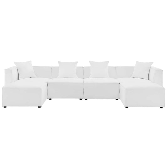 Saybrook Outdoor Patio Upholstered 6-Piece Sectional Sofa White EEI-4383-WHI