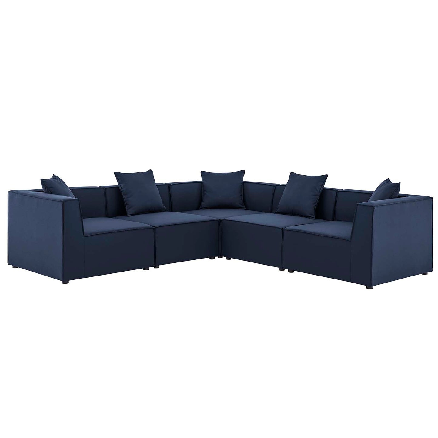 Saybrook Outdoor Patio Upholstered 5-Piece Sectional Sofa Navy EEI-4384-NAV