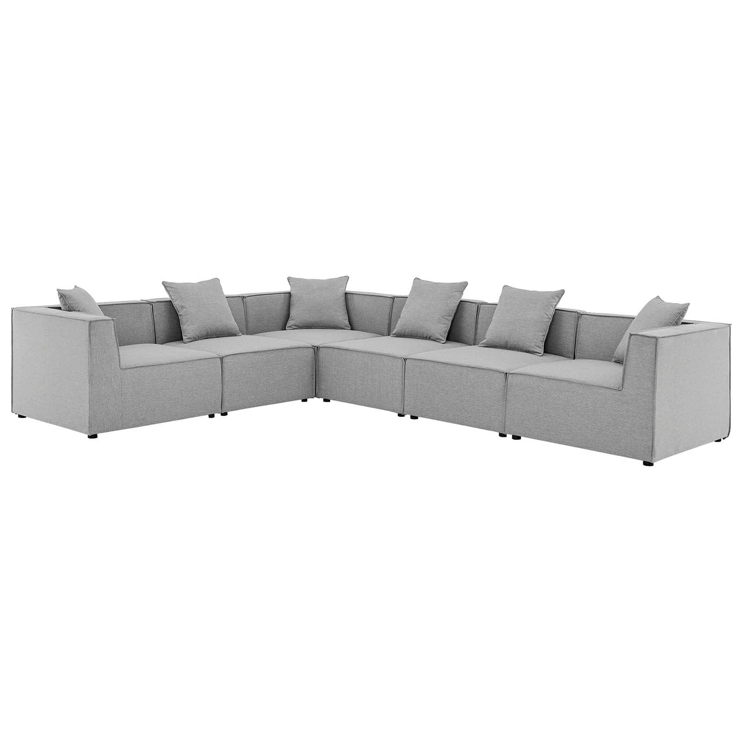 Saybrook Outdoor Patio Upholstered 6-Piece Sectional Sofa Gray EEI-4385-GRY