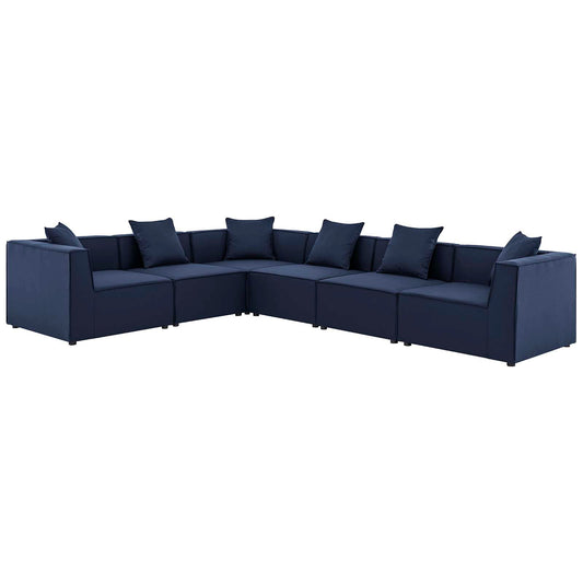 Saybrook Outdoor Patio Upholstered 6-Piece Sectional Sofa Navy EEI-4385-NAV