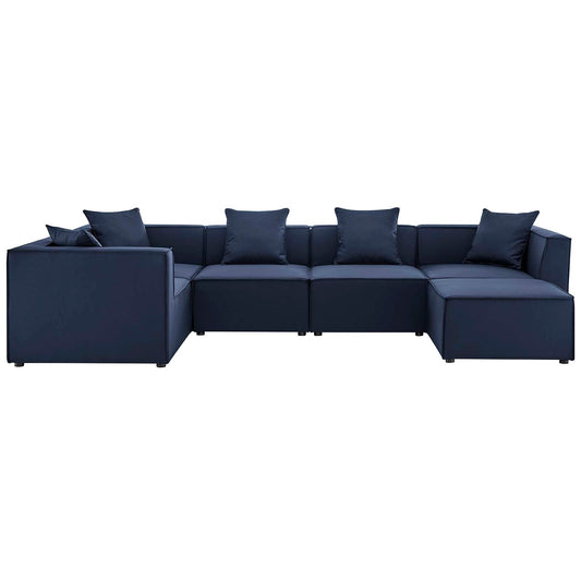 Saybrook Outdoor Patio Upholstered 6-Piece Sectional Sofa Navy EEI-4386-NAV