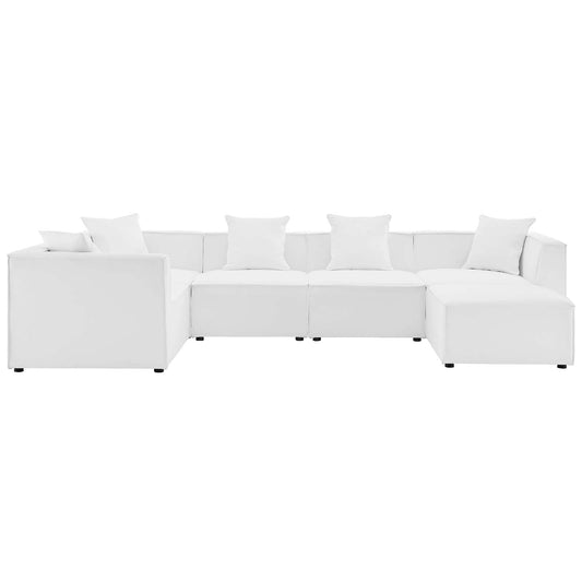 Saybrook Outdoor Patio Upholstered 6-Piece Sectional Sofa White EEI-4386-WHI