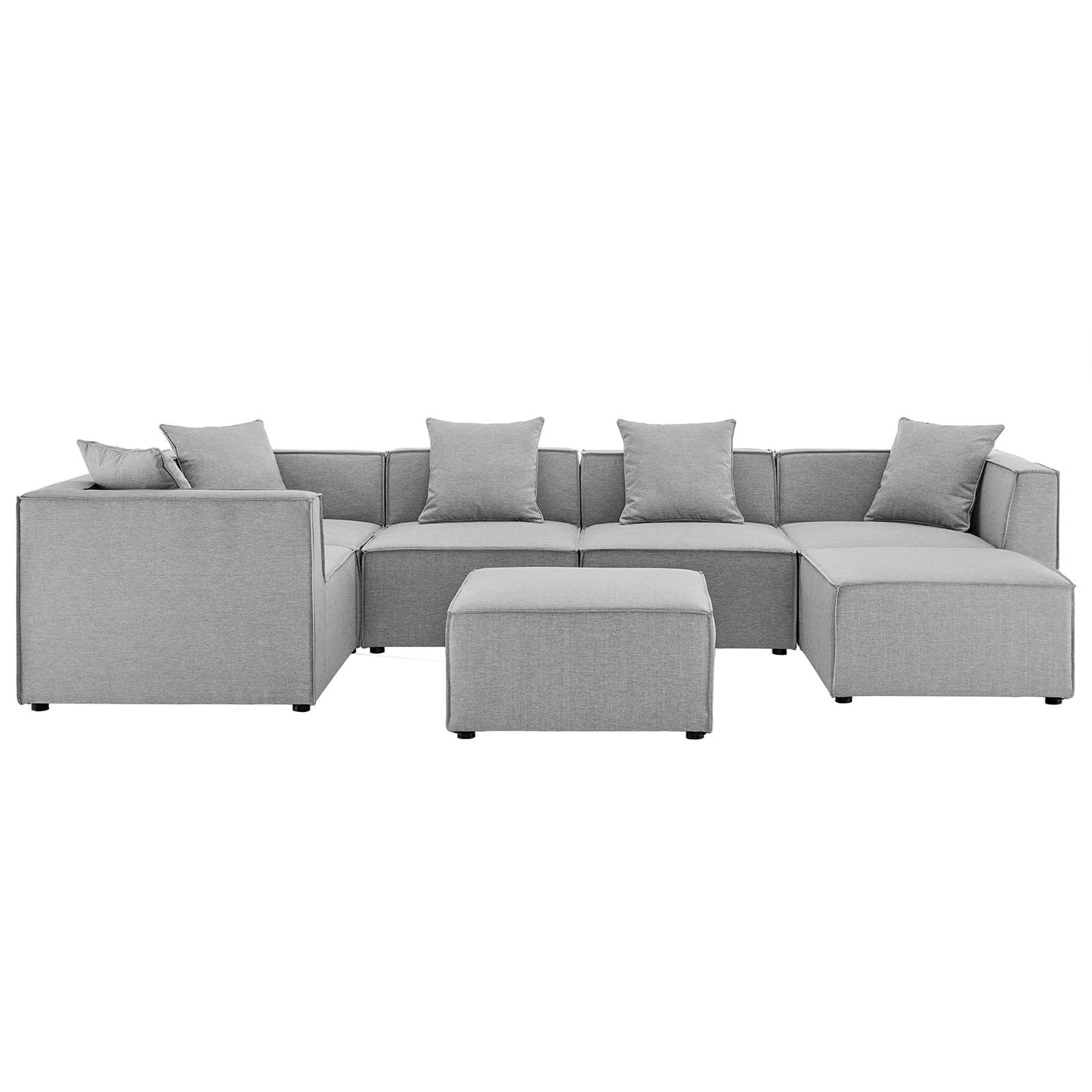 Saybrook Outdoor Patio Upholstered 7-Piece Sectional Sofa Gray EEI-4387-GRY