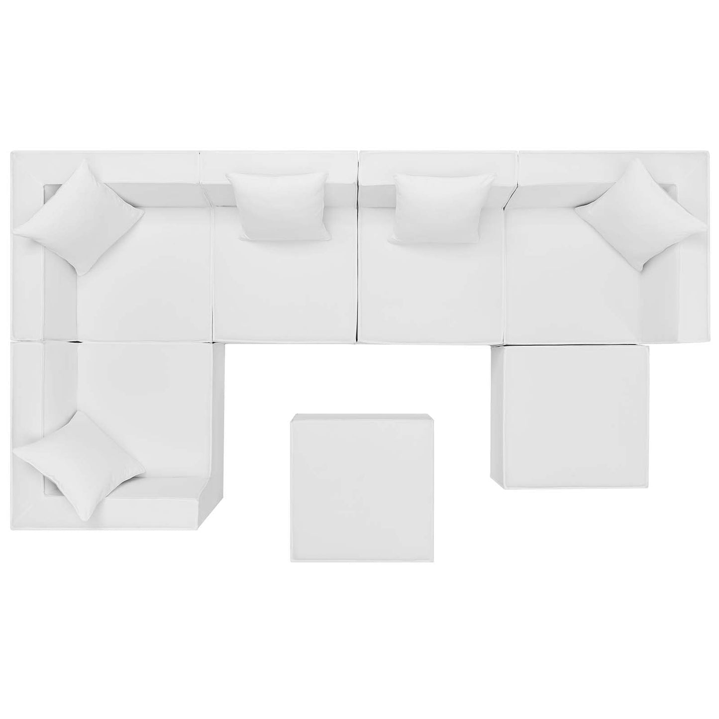 Saybrook Outdoor Patio Upholstered 7-Piece Sectional Sofa White EEI-4387-WHI