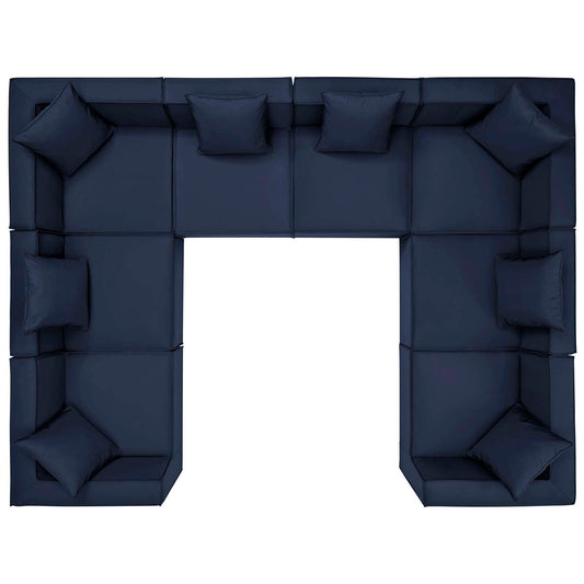 Saybrook Outdoor Patio Upholstered 8-Piece Sectional Sofa Navy EEI-4388-NAV