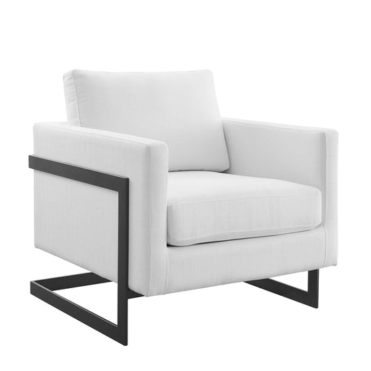 Posse Upholstered Fabric Accent Chair Black White EEI-4391-BLK-WHI