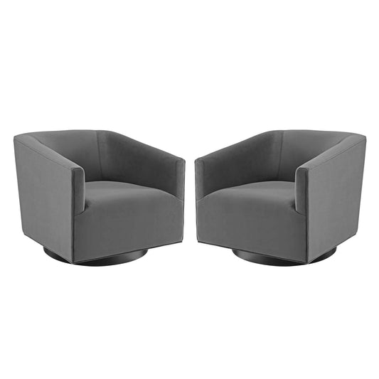 Twist Swivel Chair Performance Velvet Set of 2 Gray EEI-4427-GRY