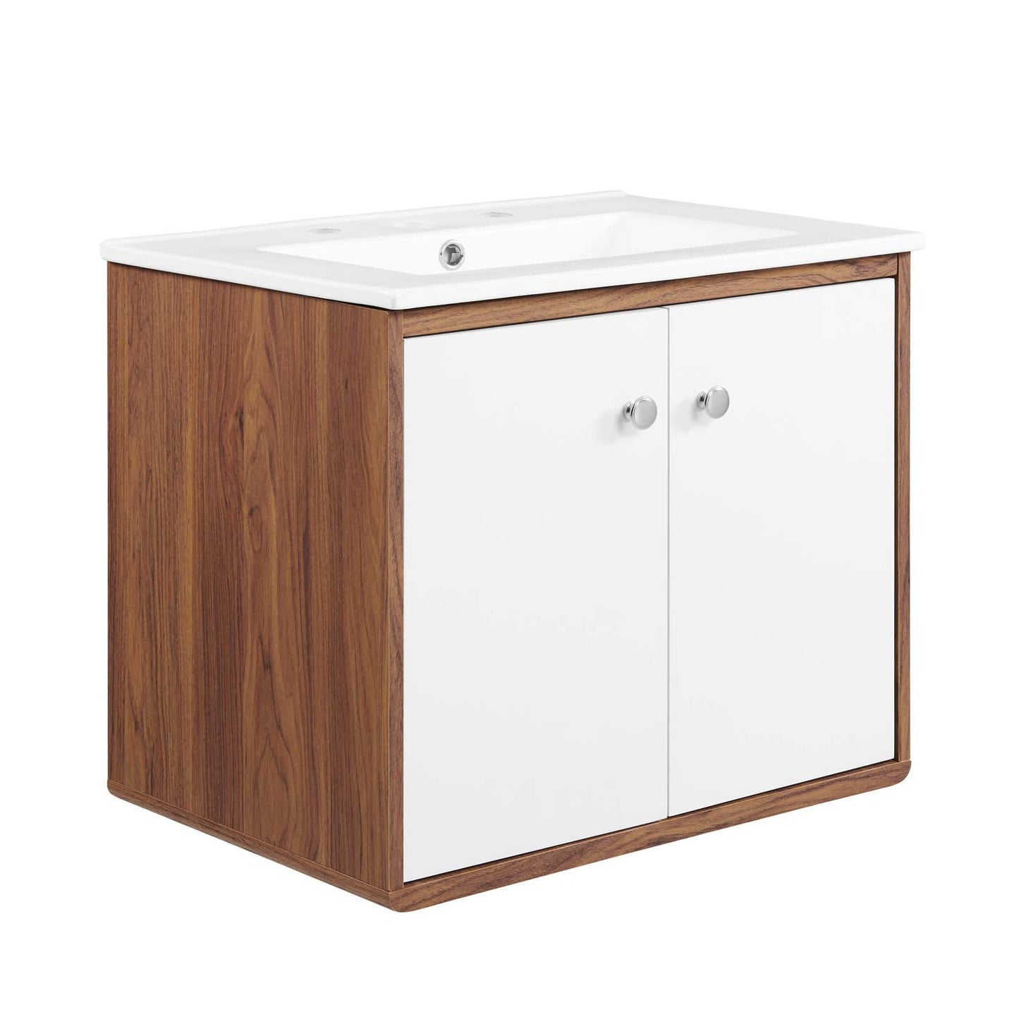 Transmit 24" Wall-Mount Bathroom Vanity Walnut White EEI-4431-WAL-WHI