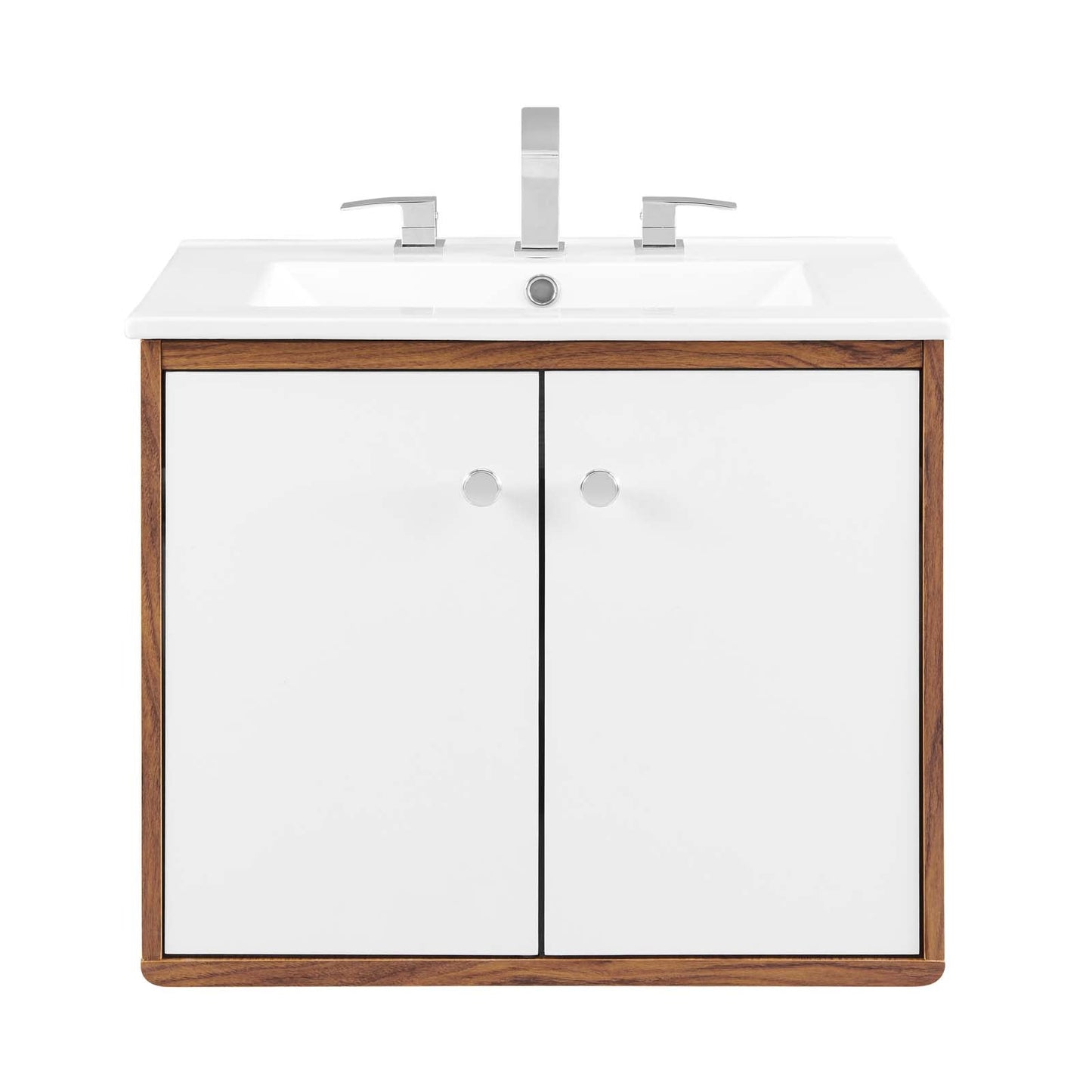 Transmit 24" Wall-Mount Bathroom Vanity Walnut White EEI-4431-WAL-WHI