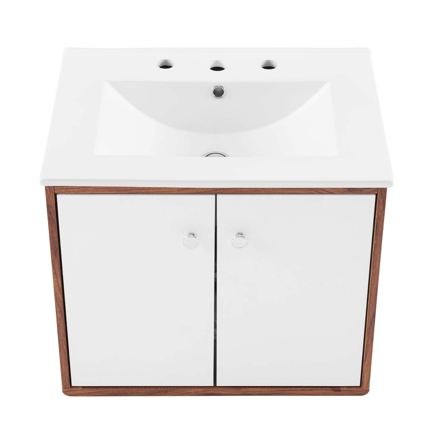 Transmit 24" Wall-Mount Bathroom Vanity Walnut White EEI-4431-WAL-WHI