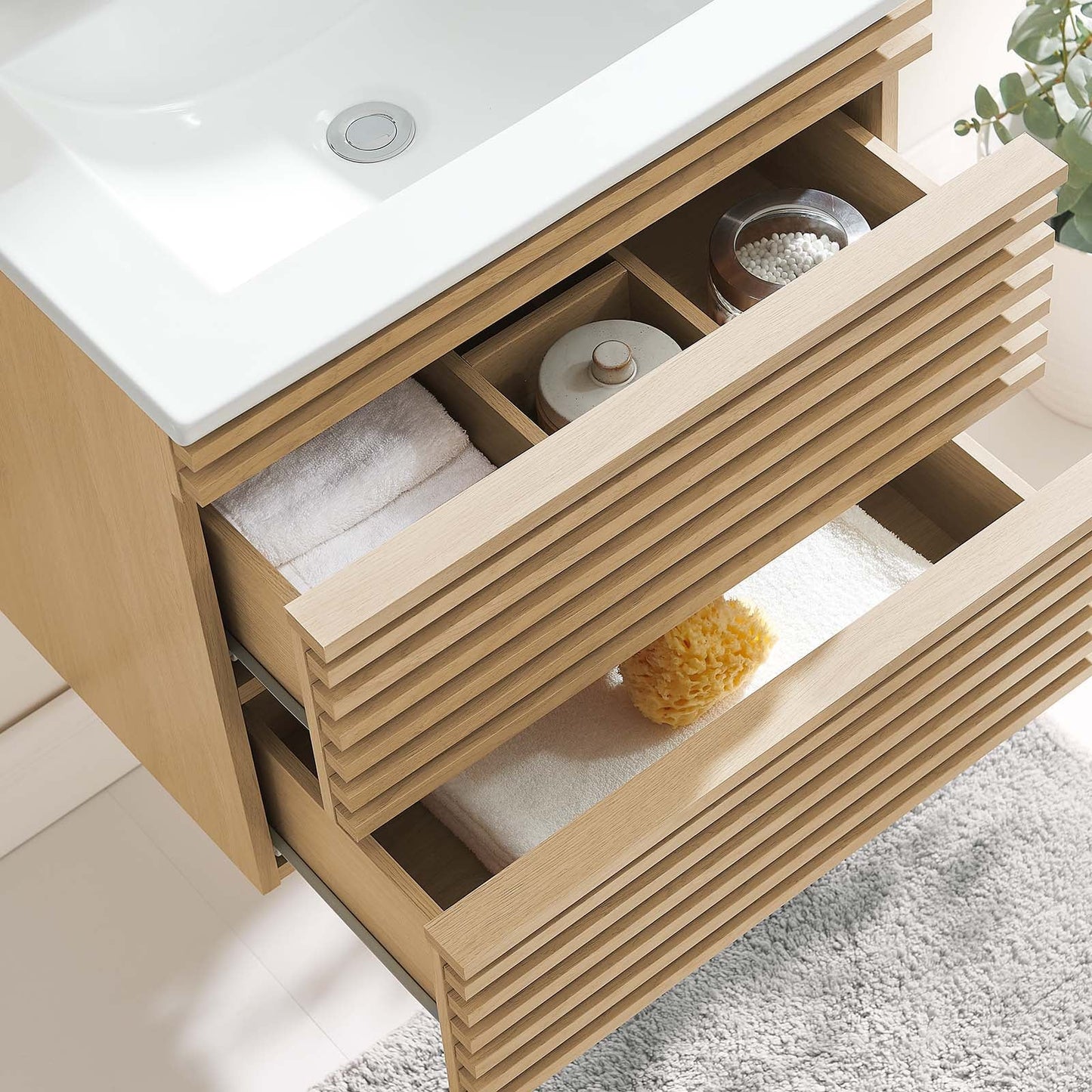 Render 24" Wall-Mount Bathroom Vanity Oak White EEI-4433-OAK-WHI