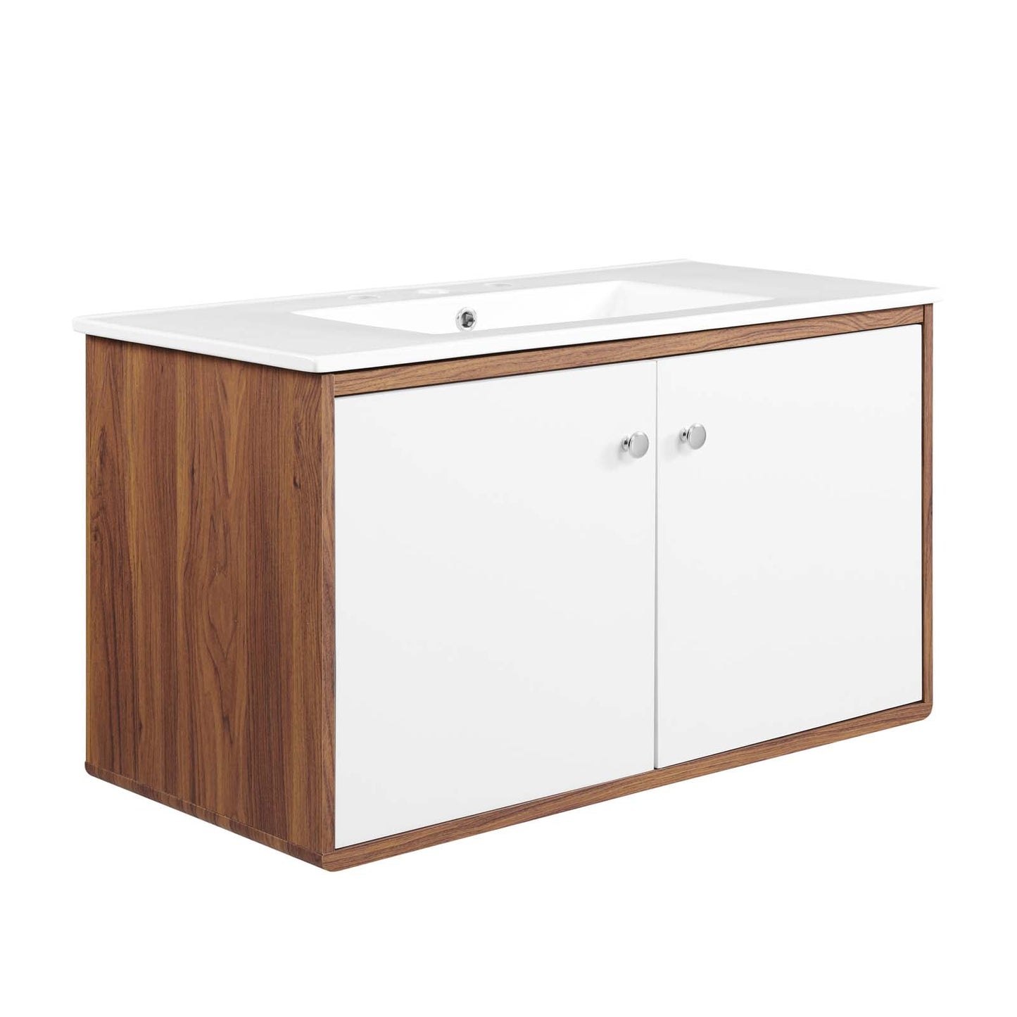 Transmit 36" Wall-Mount Bathroom Vanity Walnut White EEI-4434-WAL-WHI