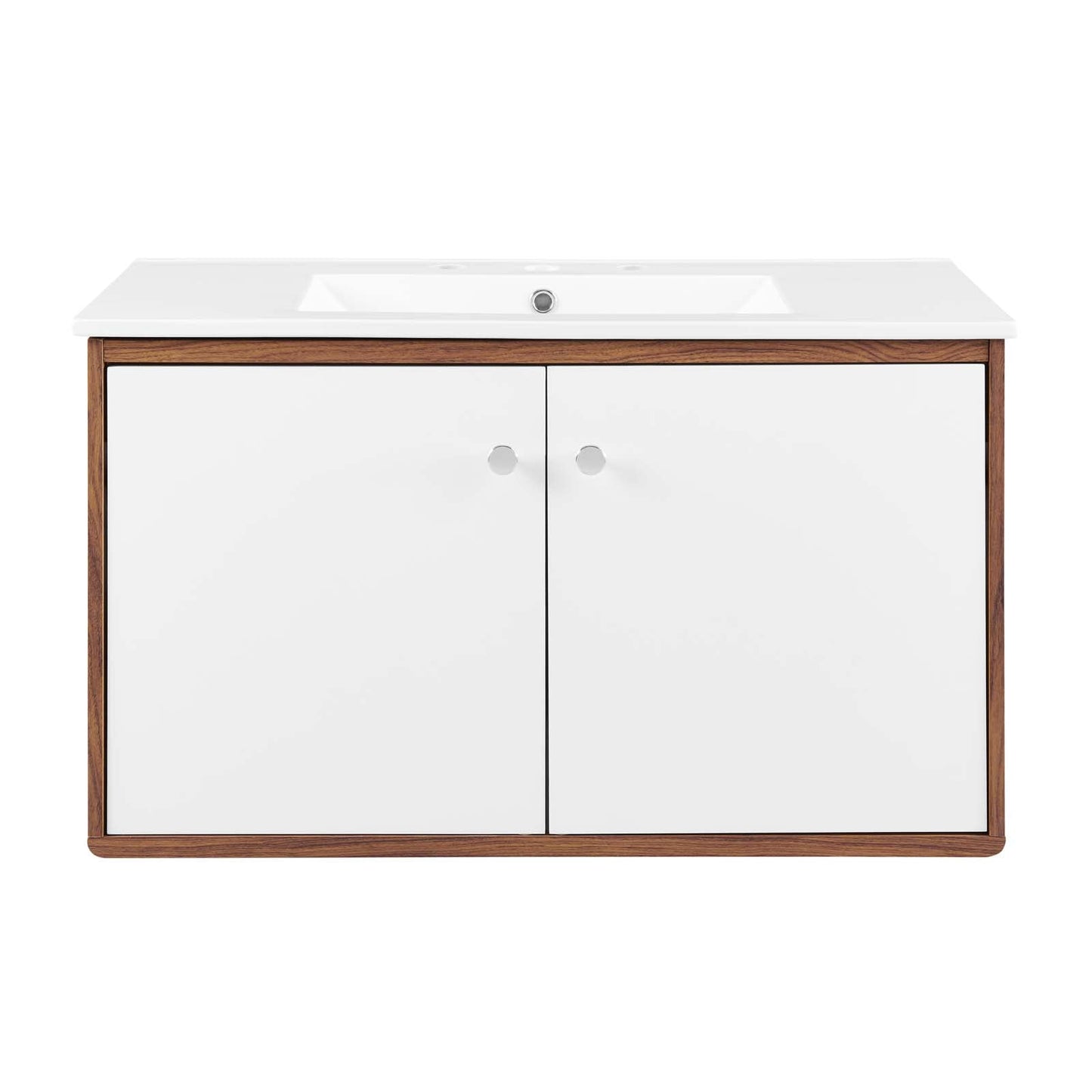 Transmit 36" Wall-Mount Bathroom Vanity Walnut White EEI-4434-WAL-WHI